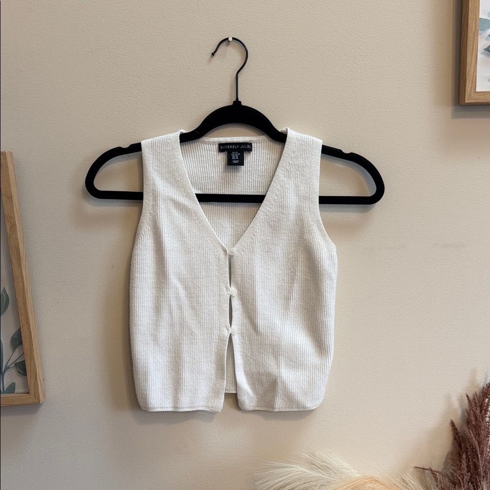 Sincerely Jules Ivory Knit Button Vest - Picture 2 of 4